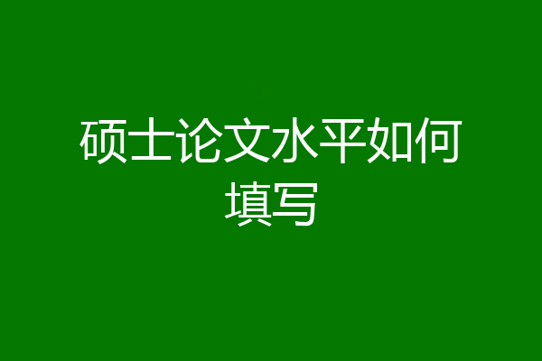 硕士论文水平如何填写