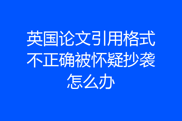 英国论文引用格式不正确被怀疑抄袭怎么办