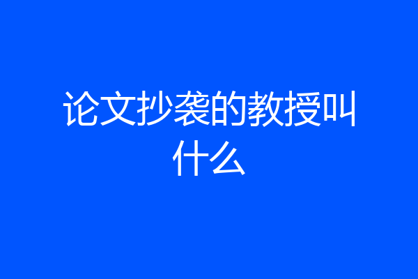 论文抄袭的教授叫什么