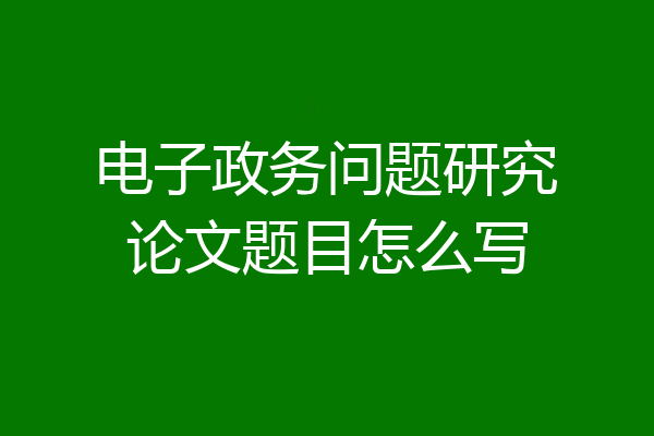 电子政务问题研究论文题目怎么写