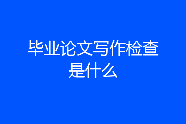 毕业论文写作检查是什么