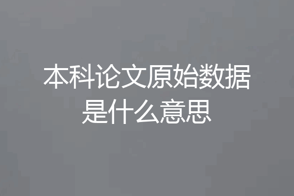 本科论文原始数据是什么意思