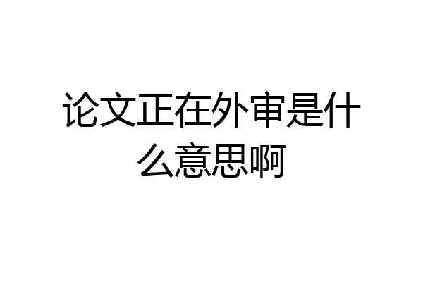 论文正在外审是什么意思啊