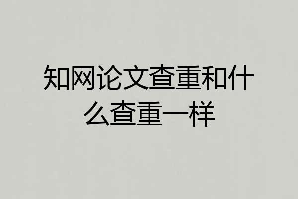 知网论文查重和什么查重一样