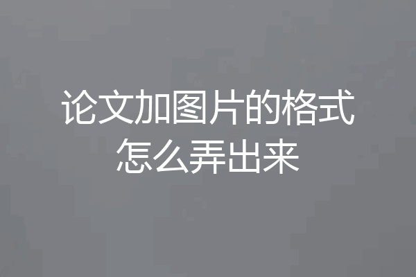 论文加图片的格式怎么弄出来