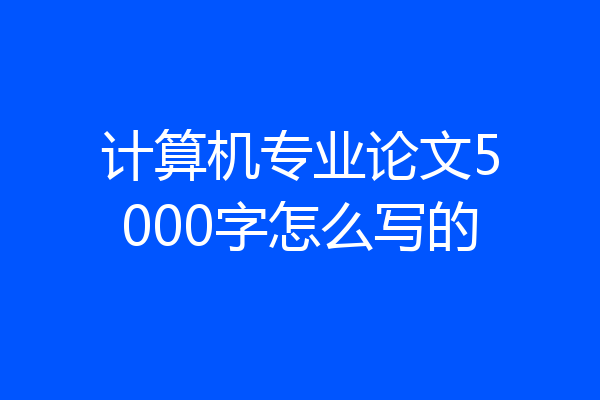 计算机专业论文5000字怎么写的
