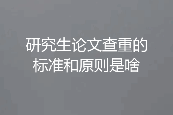 研究生论文查重的标准和原则是啥