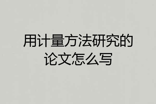 用计量方法研究的论文怎么写