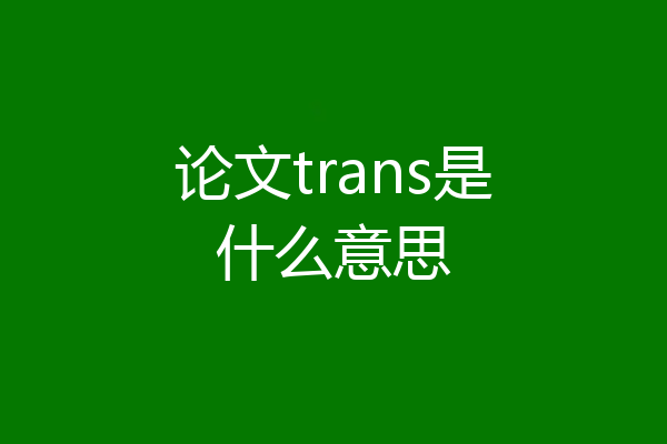 论文trans是什么意思