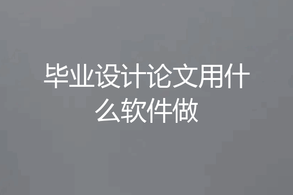 毕业设计论文用什么软件做