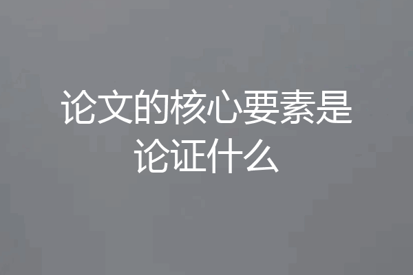 论文的核心要素是论证什么