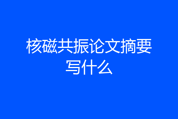 核磁共振论文摘要写什么