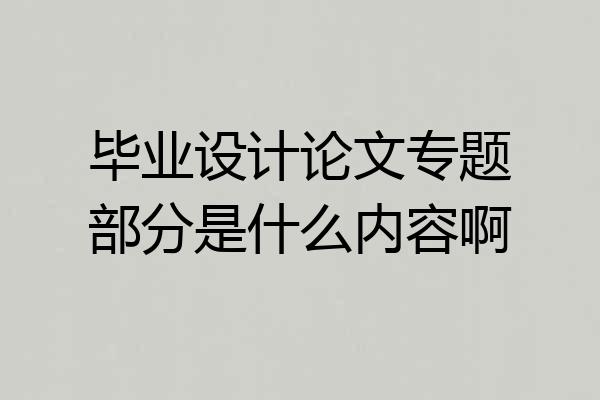 毕业设计论文专题部分是什么内容啊