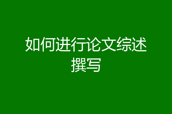 如何进行论文综述撰写