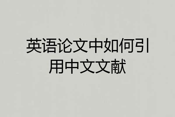 英语论文中如何引用中文文献