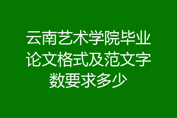 云南艺术学院毕业论文格式及范文字数要求多少
