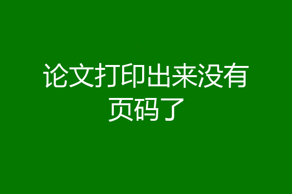 论文打印出来没有页码了