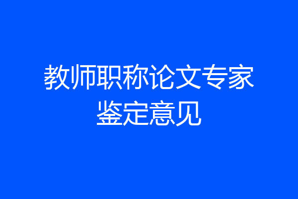 教师职称论文专家鉴定意见
