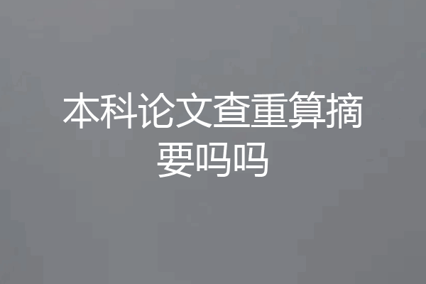 本科论文查重算摘要吗吗