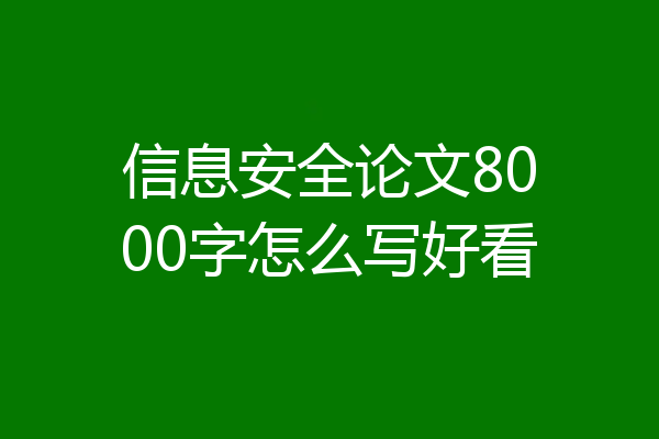 信息安全论文8000字怎么写好看
