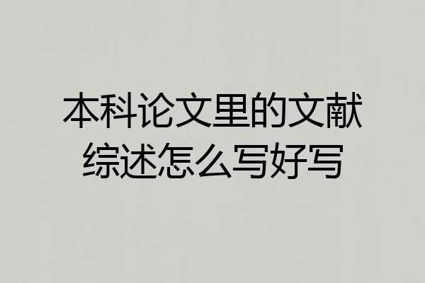 本科论文里的文献综述怎么写好写
