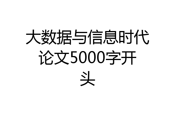 大数据与信息时代论文5000字开头