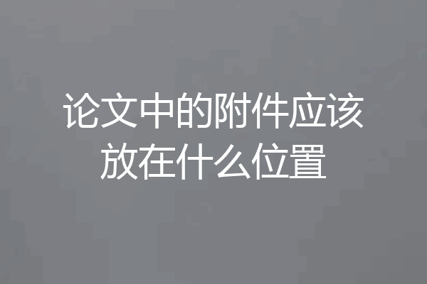 论文中的附件应该放在什么位置