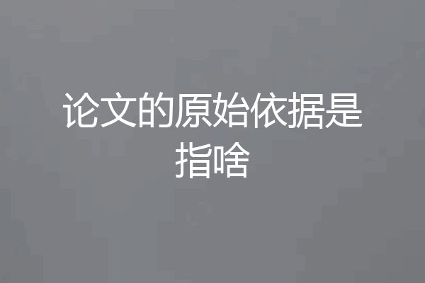 论文的原始依据是指啥