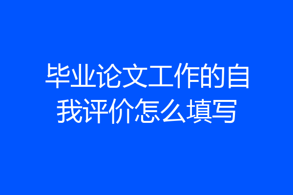 毕业论文工作的自我评价怎么填写