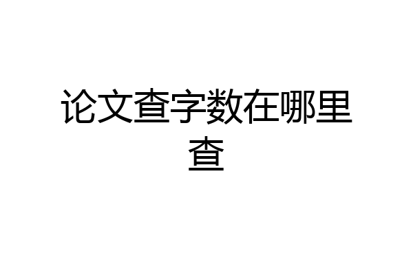 论文查字数在哪里查