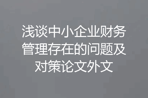 浅谈中小企业财务管理存在的问题及对策论文外文