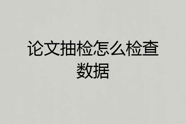 论文抽检怎么检查数据