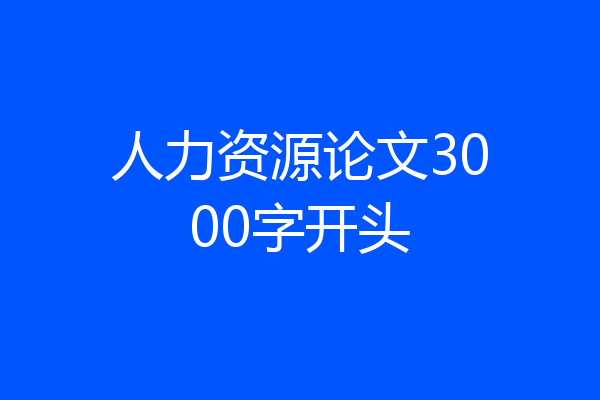人力资源论文3000字开头