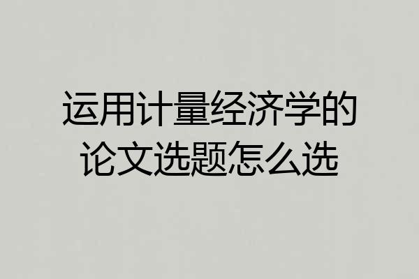 运用计量经济学的论文选题怎么选