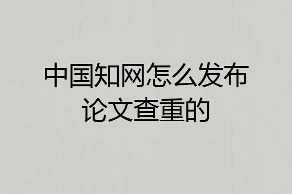 中国知网怎么发布论文查重的