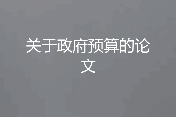 关于政府预算的论文