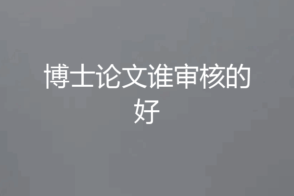 博士论文谁审核的好