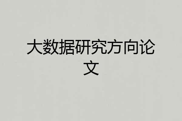 大数据研究方向论文