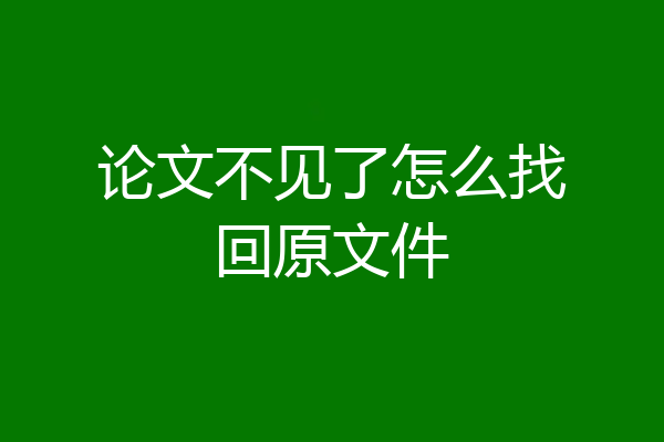 论文不见了怎么找回原文件