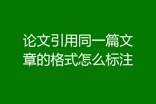 论文引用同一篇文章的格式怎么标注