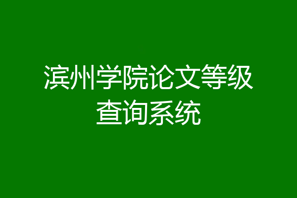 滨州学院论文等级查询系统