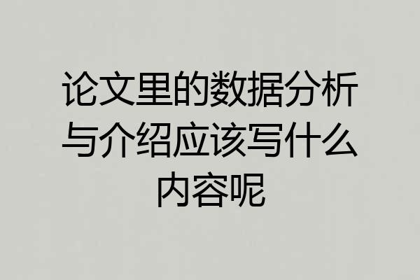 论文里的数据分析与介绍应该写什么内容呢