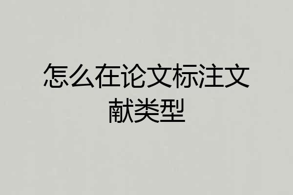 怎么在论文标注文献类型