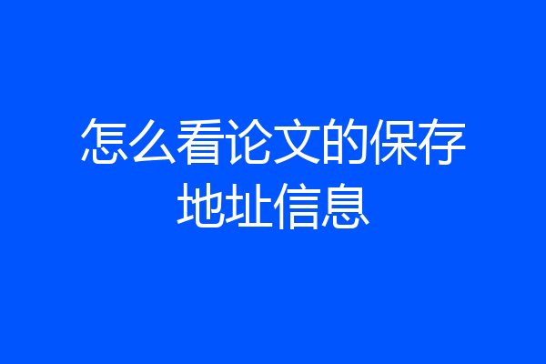 怎么看论文的保存地址信息