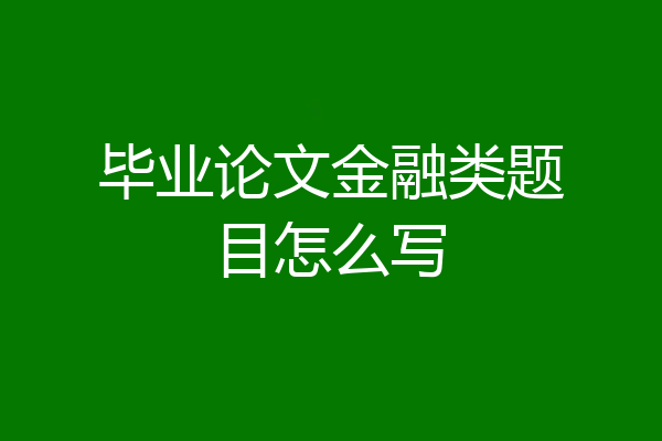 毕业论文金融类题目怎么写