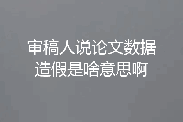 审稿人说论文数据造假是啥意思啊