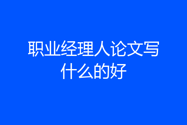 职业经理人论文写什么的好