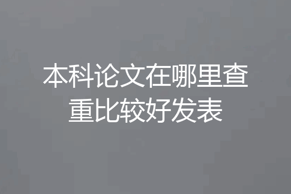 本科论文在哪里查重比较好发表