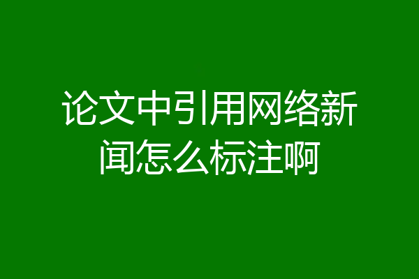 论文中引用网络新闻怎么标注啊