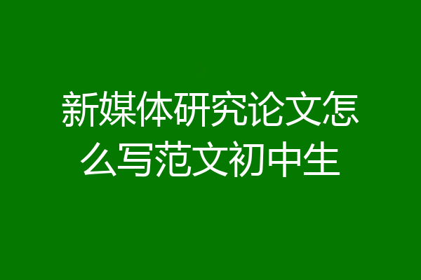 新媒体研究论文怎么写范文初中生